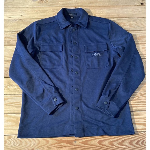 Our Rescue Mercer + Mettle Logo Long Sleeve Shirt Medium Men’s Navy Snap Front - Picture 1 of 8